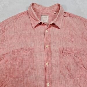 Billy Reid 100% Linen Shirt Men XL Short Sleeve Button Down Pockets Casual Italy
